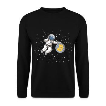 Astronaut Bitcoin - Unisex Pullover - Schwarz - Vorne - Alina (178cm) & Michal (187cm)