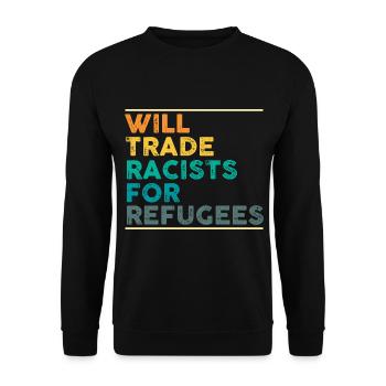 Journée des réfugiés Droits de l’homme Antiracisme E - Sweat-shirt Unisexe - noir - Devant - Alina (178cm) & Michal (187cm)