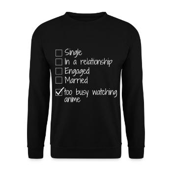 Anime Design Für Mädchen, Jungen, Frauen, Männer, Anime-Liebhaber - Unisex Pullover - Schwarz - Vorne - Alina (178cm) & Michal (187cm)