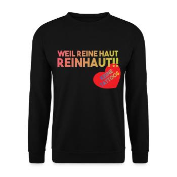 Keine Tattoos - Tattoofrei Design Reine Haut - Unisex Pullover - Schwarz - Vorne - Alina (178cm) & Michal (187cm)