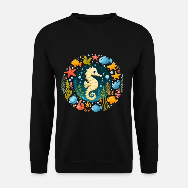 Seepferdchen Meer Seestern Urlaub Fische Tauchen - Unisex Pullover - Schwarz