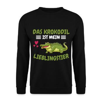 Das Krokodil ist mein Lieblingstier Krokodil - Unisex Pullover - Schwarz - Vorne - Alina (178cm) & Michal (187cm)