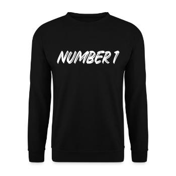Number 1 - eins - erster - erste - 1 - Nummer 1 - Unisex Pullover - Schwarz - Vorne - Alina (178cm) & Michal (187cm)