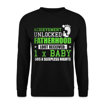 Fatherhood Baby Sleepless Nights Gift - Unisex Sweatshirt - black - Front - Alina (178cm) & Michal (187cm)