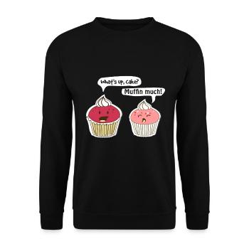 Muffin Konversation - Unisex Pullover - Schwarz - Vorne - Alina (178cm) & Michal (187cm)