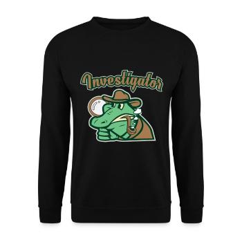 Krokodil Aligator Geschenkidee Privatdetektiv - Unisex Pullover - Schwarz - Vorne - Alina (178cm) & Michal (187cm)