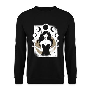 Vintage Lunar Goddess - Unisex Pullover - Schwarz - Vorne - Alina (178cm) & Michal (187cm)