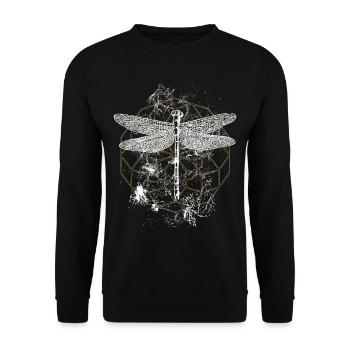 Libellule Ornement Or Blanc - Sweat-shirt Unisexe - noir - Devant - Alina (178cm) & Michal (187cm)