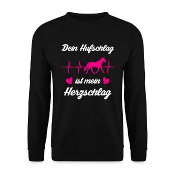 Dein Hufschlag ist mein Herzschlag - Unisex Pullover - Schwarz - Vorne - Alina (178cm) & Michal (187cm)