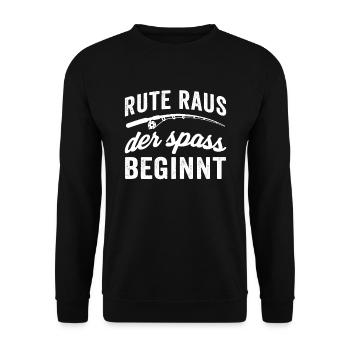 Rute raus der spass beginnt - Unisex Pullover - Schwarz - Vorne - Alina (178cm) & Michal (187cm)