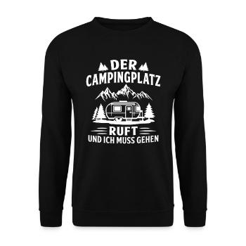 Der Campingplatz ruft und ich muss gehen - Unisex Pullover - Schwarz - Vorne - Alina (178cm) & Michal (187cm)