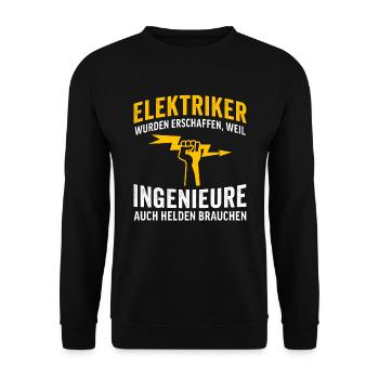 Geschenk für Elektriker - Unisex Pullover - Schwarz - Vorne - Alina (178cm) & Michal (187cm)