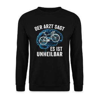 Radfahrer Der arzt sagt es ist unheilbar - Unisex Pullover - Schwarz - Vorne - Alina (178cm) & Michal (187cm)