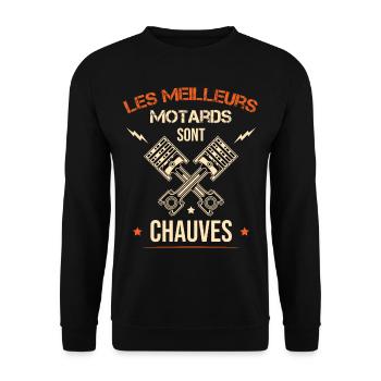 Les meilleurs motards sont chauves - Sweat-shirt Unisexe - noir - Devant - Alina (178cm) & Michal (187cm)