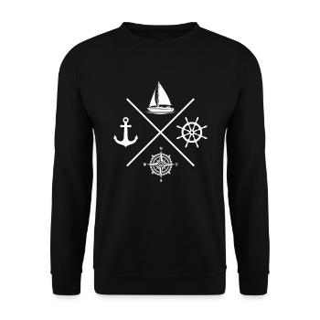 Sailing sailing sailing boat compass anchor - Unisex Sweatshirt - black - Front - Alina (178cm) & Michal (187cm)