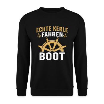 echte kerle fahren boot - Unisex Pullover - Schwarz - Vorne - Alina (178cm) & Michal (187cm)