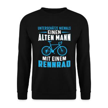 Alten mann mit einem Rennrad - Unisex Pullover - Schwarz - Vorne - Alina (178cm) & Michal (187cm)