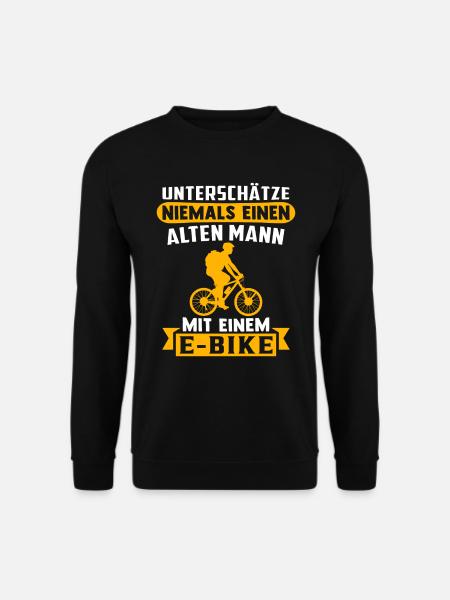 alten mann mit einem e-bike - Unisex Pullover - Schwarz