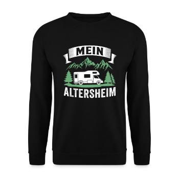 Mein altersheim camper lustig ruhestand - Unisex Pullover - Schwarz - Vorne - Alina (178cm) & Michal (187cm)