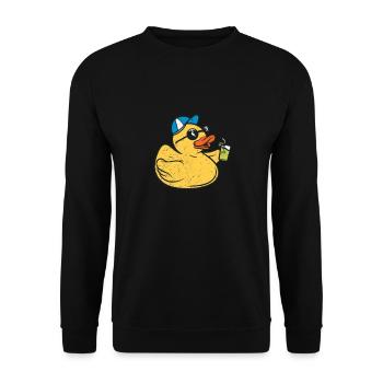 Badeente Enten Qietscheente Badewanne Geschenk - Unisex Pullover - Schwarz - Vorne - Alina (178cm) & Michal (187cm)
