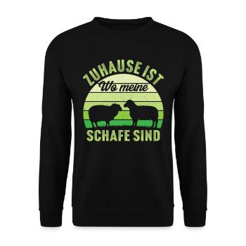Zuhause ist wo meine schafe sind landwirtin schaf - Unisex Pullover - Schwarz - Vorne - Alina (178cm) & Michal (187cm)