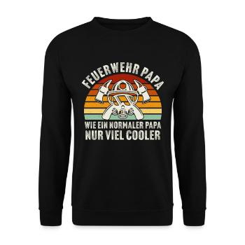 Feuerwehr Papa geschenk für feuerwehrmann vatertag - Unisex Pullover - Schwarz - Vorne - Alina (178cm) & Michal (187cm)