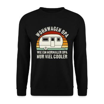 Wohnwagen Opa Geschenk für Wohnwagen Großvater - Unisex Pullover - Schwarz - Vorne - Alina (178cm) & Michal (187cm)