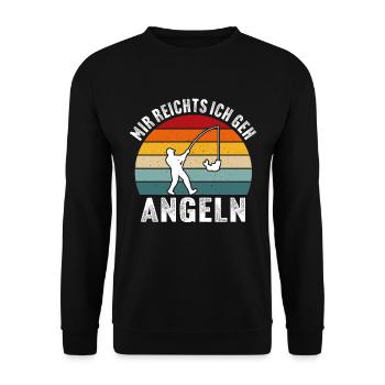 mir reichts ich geh angeln - Unisex Pullover - Schwarz - Vorne - Alina (178cm) & Michal (187cm)