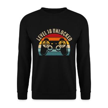 18th birthday - 18 years Gamer Level 18 unlocked - Unisex Sweatshirt - black - Front - Alina (178cm) & Michal (187cm)