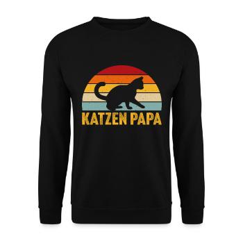 Katze Katzen papa Katzenbesitzer männer - Unisex Pullover - Schwarz - Vorne - Alina (178cm) & Michal (187cm)