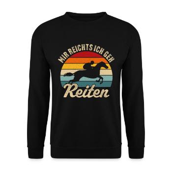 Mir reichts ich geh reiten pferde lustiges - Unisex Pullover - Schwarz - Vorne - Alina (178cm) & Michal (187cm)
