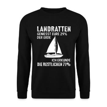 der erde ich erkunde die restlichen 71% - Unisex Pullover - Schwarz - Vorne - Alina (178cm) & Michal (187cm)