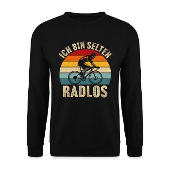 Ich bin selten radlos t-shirt fahrradfahrer - Unisex Pullover - Schwarz - Vorne - Alina (178cm) & Michal (187cm)