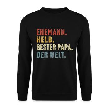 ehemann held bester papa der welt - Unisex Pullover - Schwarz - Vorne - Alina (178cm) & Michal (187cm)