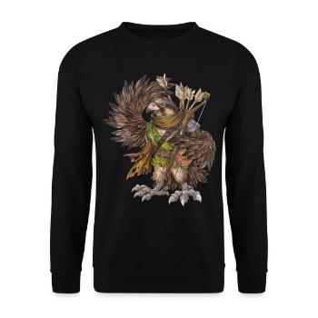 Adler Falke Vogel Fantasy Krieger Kämpfer Tiere - Unisex Pullover - Schwarz - Vorne - Alina (178cm) & Michal (187cm)