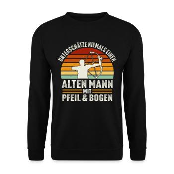 Alten mann mit pfeil und bogen - Unisex Pullover - Schwarz - Vorne - Alina (178cm) & Michal (187cm)