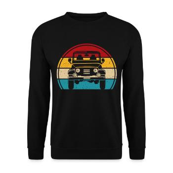 Retro Offroad SUV 4x4 Off-Road Vehicle - Unisex Sweatshirt - black - Front - Alina (178cm) & Michal (187cm)