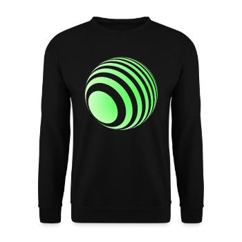 3D-Ball mit grünen Streifen - Unisex Pullover - Schwarz - Vorne - Alina (178cm) & Michal (187cm)