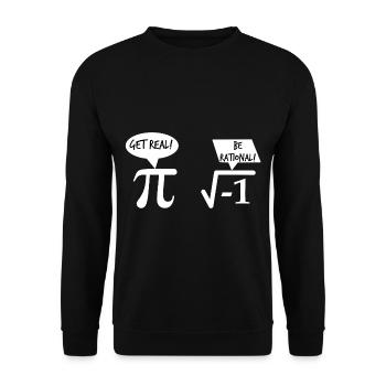 Get Real Be rational Mathe Mathematik Geschenk - Unisex Pullover - Schwarz - Vorne - Alina (178cm) & Michal (187cm)
