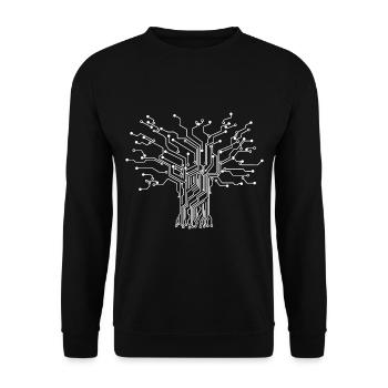 Elektroniker Binärer Baum - Unisex Pullover - Schwarz - Vorne - Alina (178cm) & Michal (187cm)