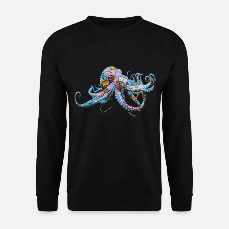 Oktopus Graffiti Oktopus Druck - Unisex Pullover - Schwarz