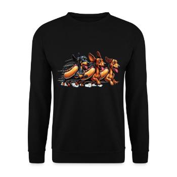 Dachshund Dachshund Dachshund Owner Hot dog - Unisex Sweatshirt - black - Front - Alina (178cm) & Michal (187cm)