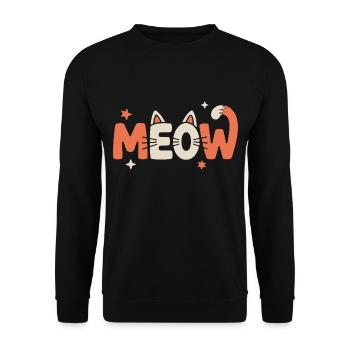 Meow – Cute Stylized Cat - Unisex Sweatshirt - black - Front - Alina (178cm) & Michal (187cm)