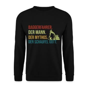 Der Mann Der Mythos Der Schaufel Gott Baggerfahrer - Unisex Pullover - Schwarz - Vorne - Alina (178cm) & Michal (187cm)