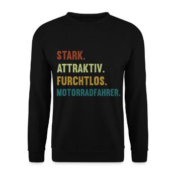 Motorrad Biker Motorradfahrer bike Rocker Rentner - Unisex Pullover - Schwarz - Vorne - Alina (178cm) & Michal (187cm)