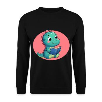 Dino lit un livre - Sweat-shirt Unisexe - noir - Devant - Alina (178cm) & Michal (187cm)
