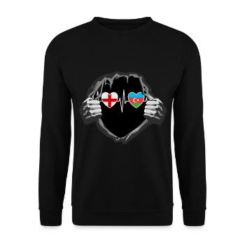 England und Aserbaidschan Aserbaidschanische Fahne - Unisex Pullover - Schwarz - Vorne - Alina (178cm) & Michal (187cm)