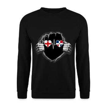 England und Dominikanische Republik Fahne Flaggen - Unisex Pullover - Schwarz - Vorne - Alina (178cm) & Michal (187cm)