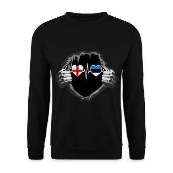 England und Estland Estländisch Estonia Flaggen - Unisex Pullover - Schwarz - Vorne - Alina (178cm) & Michal (187cm)
