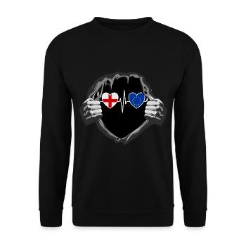 England und Europäische Union EU Fahne Flaggen - Unisex Pullover - Schwarz - Vorne - Alina (178cm) & Michal (187cm)
